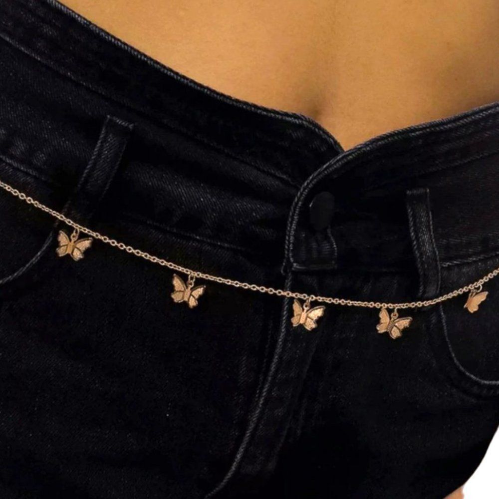 Gold Charming Butterflies Waist Chain Body Chain Belt NEW